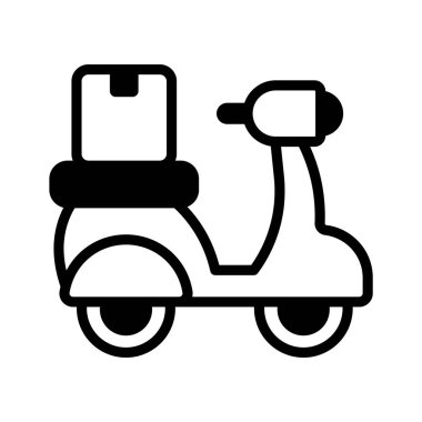 Teslimat için kullanılan ve genellikle yiyecek veya paketlerle ilişkili scooter simgesi