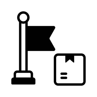 Paket kutulu bayrak, paket hedef premium simge tasarımı