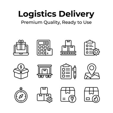 Şu eşsiz lojistik ve dağıtım simgelerine bir bakın, birinci sınıf kullanıma hazır.