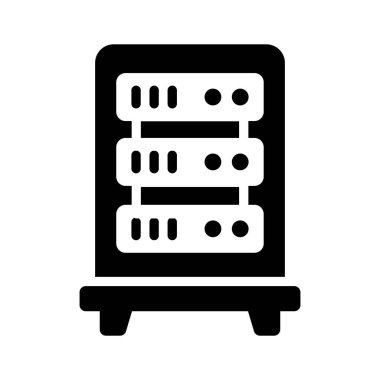 Veri depolama için göstergeli bir sunucu rafının simgesi