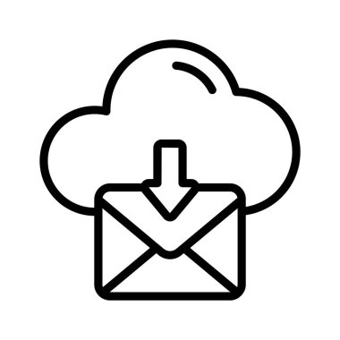 Harf zarfı ve aşağı ok ile bulut, bulut indirme simgesi