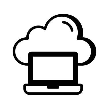 Bulutlu dizüstü bilgisayar, bulut hesaplama ve çevrimiçi servis simgesi