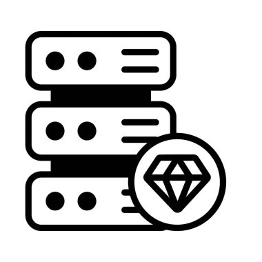Veri sunuculu elmas premium sunucu simge tasarımını temsil ediyor