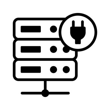 Veritabanı gücünün güç dolgusu konsept simgesine sahip veri sunucusu