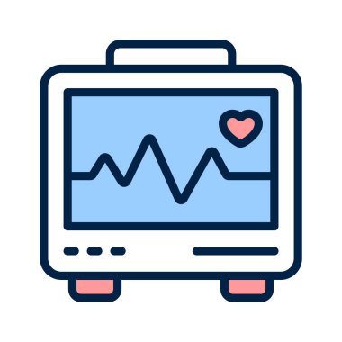 Kalp atışlarını ve kalp sağlığını ölçen ECG makinesinin inanılmaz bir simgesi.