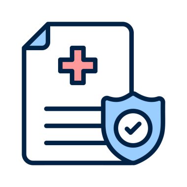 Güvenlik ve koruma simgesini gösteren bir kalkanlı tıbbi belge