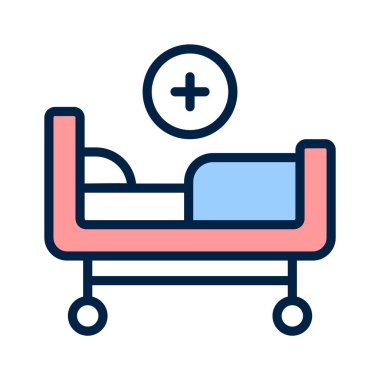 Hasta bakımı ve tıbbi tedaviyi temsil eden bir hastane yatağının moda simgesi