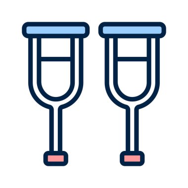 Koltuk değneklerinin simgesi, bacak yaralanmaları veya sakatlıklar için hareket yardımını temsil ediyor