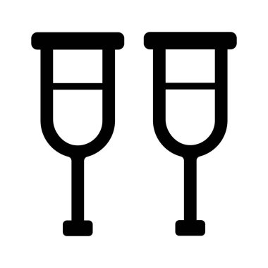 Koltuk değneklerinin simgesi, bacak yaralanmaları veya sakatlıklar için hareket yardımını temsil ediyor