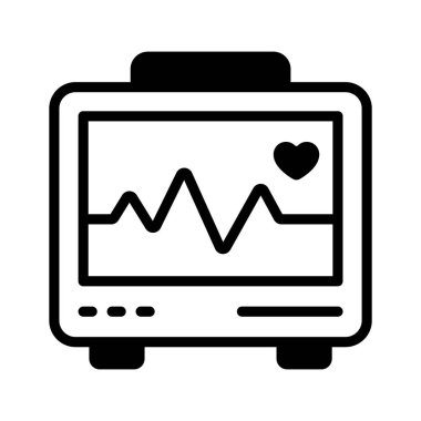 Kalp atışlarını ve kalp sağlığını ölçen ECG makinesinin inanılmaz bir simgesi.