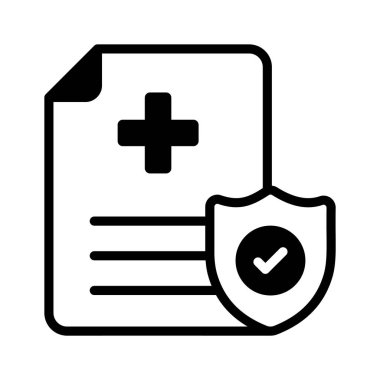Güvenlik ve koruma simgesini gösteren bir kalkanlı tıbbi belge
