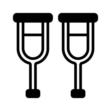 Koltuk değneklerinin simgesi, bacak yaralanmaları veya sakatlıklar için hareket yardımını temsil ediyor