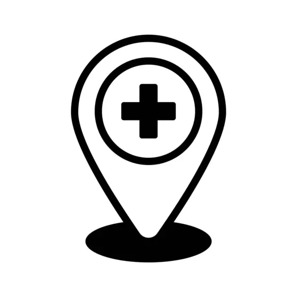 stock vector Medical sign inside map pin denoting concept icon of hospital location