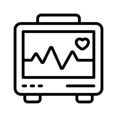 Kalp atışlarını ve kalp sağlığını ölçen ECG makinesinin inanılmaz bir simgesi.
