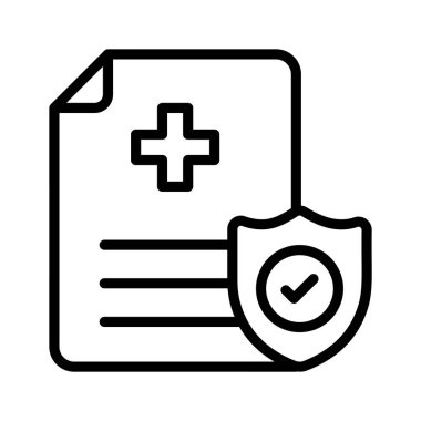 Güvenlik ve koruma simgesini gösteren bir kalkanlı tıbbi belge