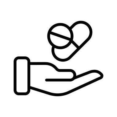 Çeşitli ilaç ve kapsüllerden oluşan, ilaç ve sağlık hizmetlerini sembolize eden bir ikon.