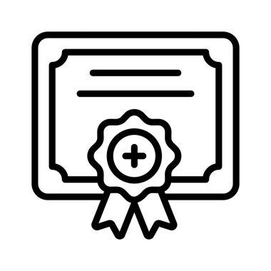 Resmi bir belge, güzel bir tıbbi sertifika tasarımı, vektör simgesi