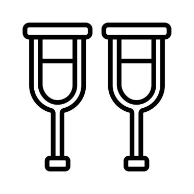 Koltuk değneklerinin simgesi, bacak yaralanmaları veya sakatlıklar için hareket yardımını temsil ediyor