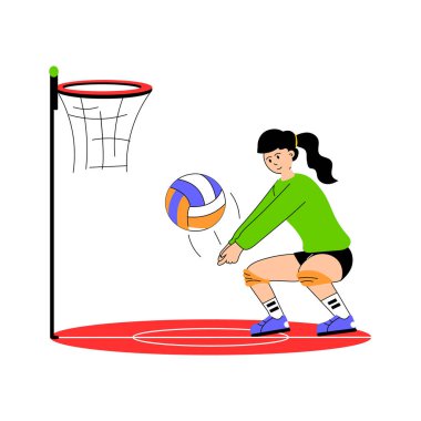 Modern tarzda voleybol illüstrasyonu, premium kullanımına hazır