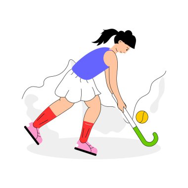 Hokey oyuncusunun modern çizimi, top süren hokey oyuncusu.