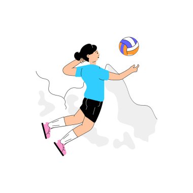 Voleybol oyuncusunun büyüleyici düz çizimi