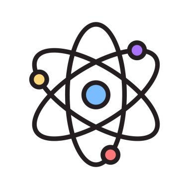 Moda tarzında fizik eğitiminin konsept simgesini simgeleyen atom sembolü