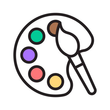 Renk paleti ile boya fırçası, renk paleti simgesi, boyama araçları vektörü