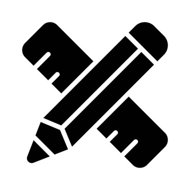 Kalem ve cetvel, taslak araçları, kırtasiye simgesi tasarımı