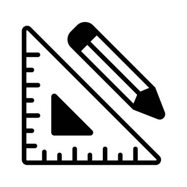 Kalem vektör tasarımlı üçgen cetvel