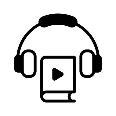 Kitapta kulaklıklı video oynatma düğmesi, video dersi simgesi