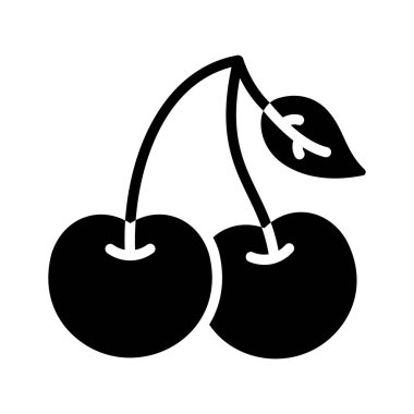 Modern tasarım tarzında harika bir kiraz ikonu, bir çift kiraz.