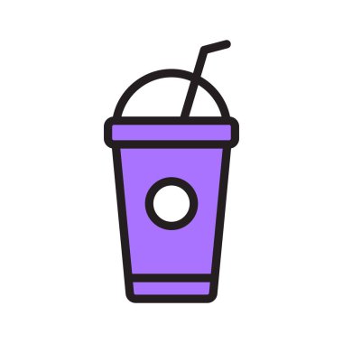 Soğuk kahve ikonu, soğuk içecekler ve modaya uygun bir kafe.