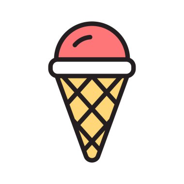 Lezzetli dondurma ikonu, tatlı ve abur cubur çizimleri için ideal.