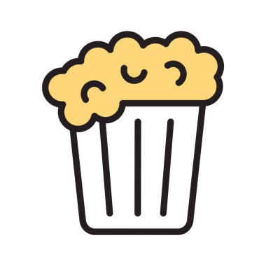 Klasik patlamış mısır ikonu. Atıştırmalıklar ve film temaları için ideal.