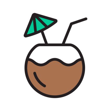 Saf hindistan cevizi suyu ikonu, sağlıklı ve sulu içecek.