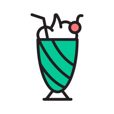Kremalı milkshake ikonu, yazın ideal tatlı.