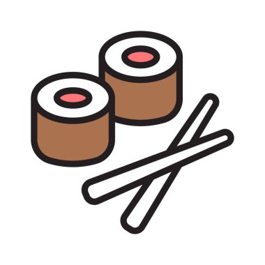 Yemek çubuklu Asya mutfağı ikonu.