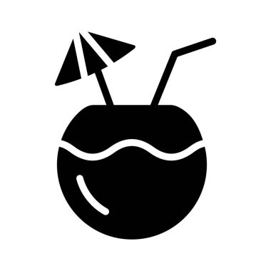 Saf hindistan cevizi suyu ikonu, sağlıklı ve sulu içecek.