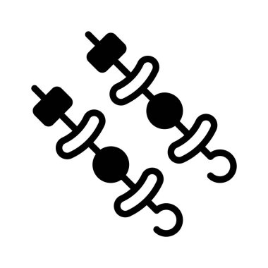 Izgara ve yemek temasında kullanılan lezzetli barbekü çubukları simgesi