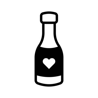 Kalp şeklinde bir şarap şişesi simgesi