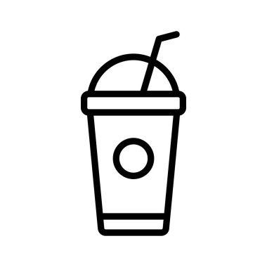 Soğuk kahve ikonu, soğuk içecekler ve moda kafeler için ideal.