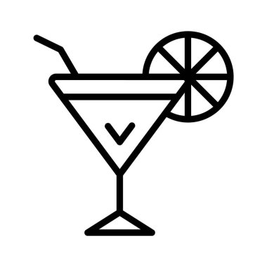 Barlarda ve parti temalı grafiklerde kullanılan klasik kokteyl simgesi