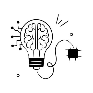 Bir ampulün içindeki beyin yapay zekanın yenilik ve yaratıcılığını sembolize ediyor.
