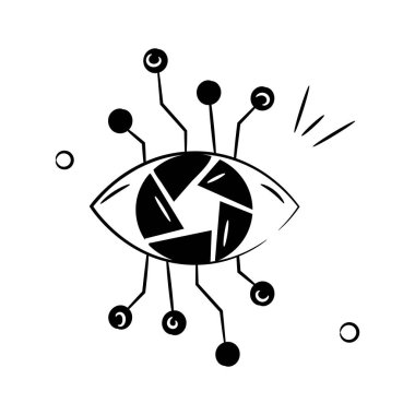 Makine öğrenimini ve yapay zeka destekli vizyonu temsil eden düğümlü soyut bir göz.