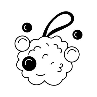 Banyo sırasında temizlik ve ovalama için kullanılan yumuşak bir süngerin simgesi