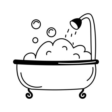 Banyo ve temizlik için kullanılan köpüklü bir küvet..