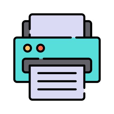 Belgeler, resimler ve daha fazlası için yazıcı işlevselliğini temsil eden modernize edilmiş bir yazıcı simgesi