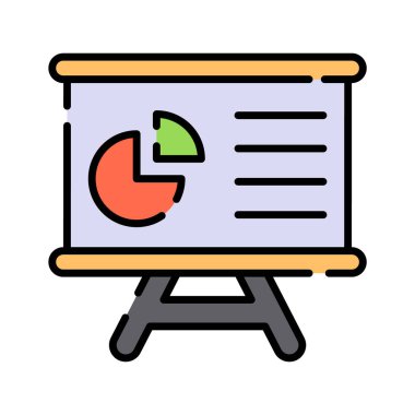 İş grafiksel sunumunun bir simgesi, istatistiksel sunum vektörü