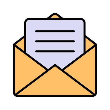 Mektupla birlikte açık bir zarf, e-posta veya iletişimi simgeliyor