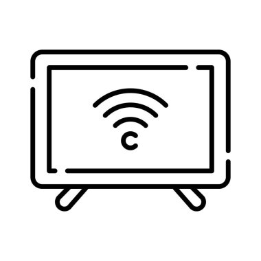 Kablosuz yayını temsil eden, kablosuz ağ sembollü bir televizyon ekranı.